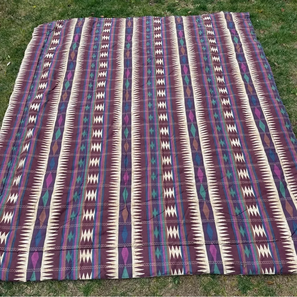 VTG Dan River Southwestern Aztec Reversible 3-Piece Comforter Set Full Size USA